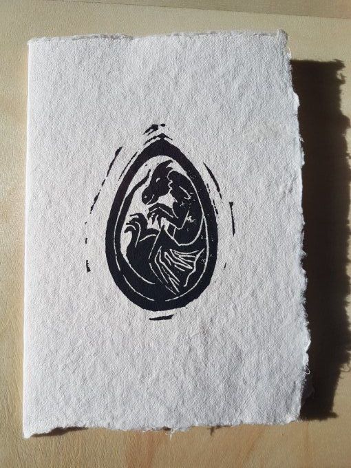 Linogravure "Œuf de dragon" - Noir